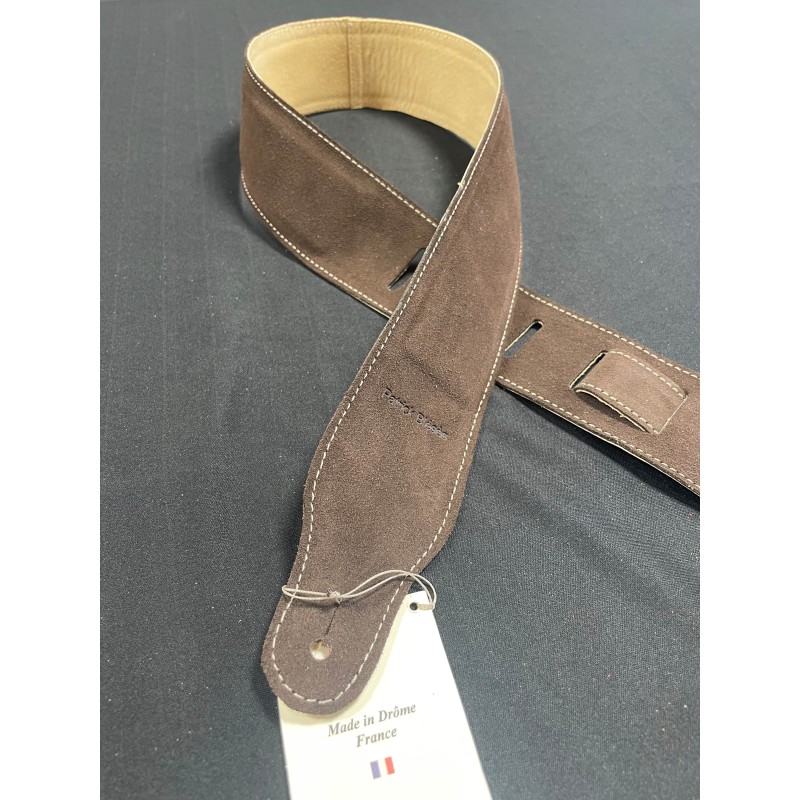 Sangle PATRICK BLESES Courroie Velours Marron - Macca Music -