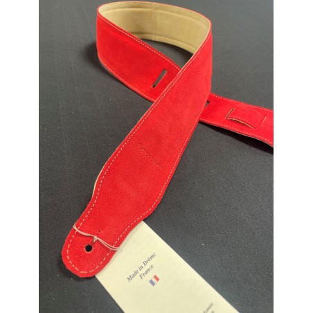 Sangle PATRICK BLESES Courroie Velours Rouge - Macca Music -