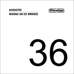DUNLOP CORDE ACOUTIQUE  80/20 BRONZE .036, filée