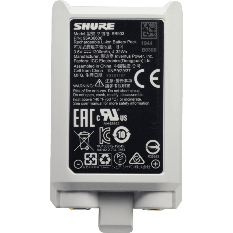 Accus Rechargeable SHURE SB903 - Macca Music