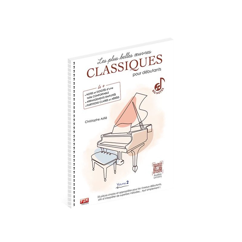 Librairie Musicale LES PLUS BELLES OEUVRES CLASSIQUES POUR DEBUTANTS VOL 2 - Maca Music