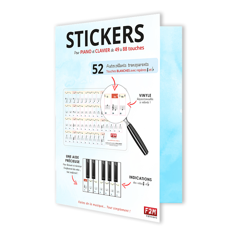 STICKERS POUR PIANO ET CLAVIER DE 49 A 88 TOUCHES