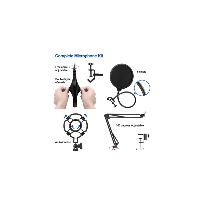 Pack micro + filtre anti-pop et accessoires POWER STUDIO