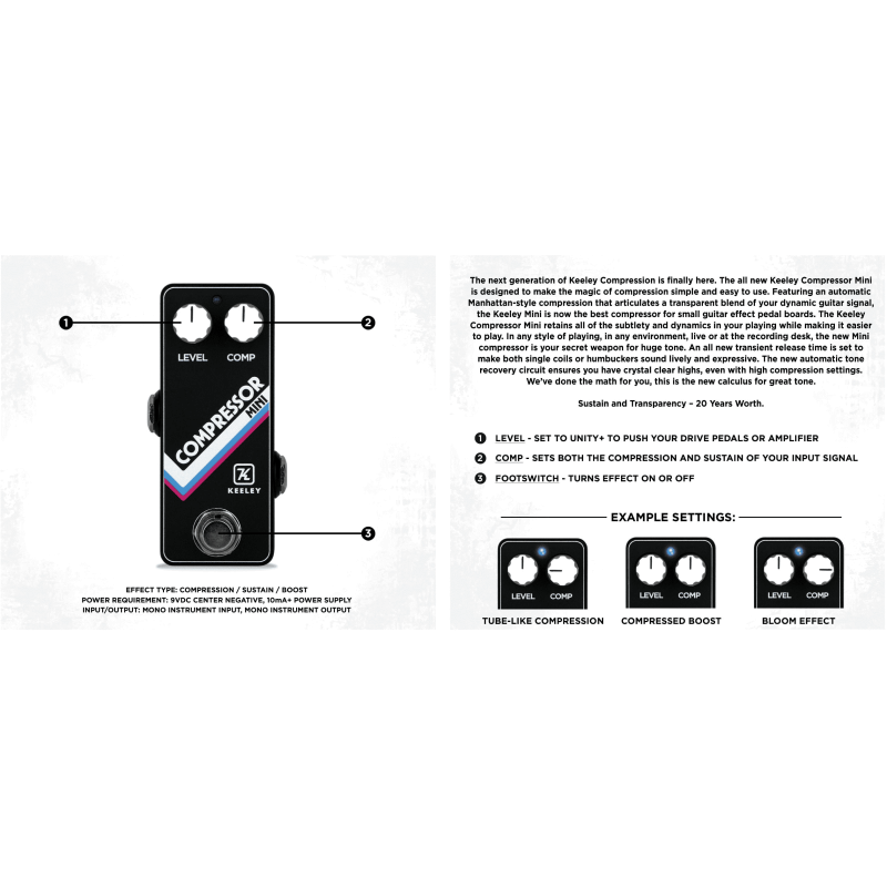 Pédale d'effet KEELEY Compressor Mini - Macca Music