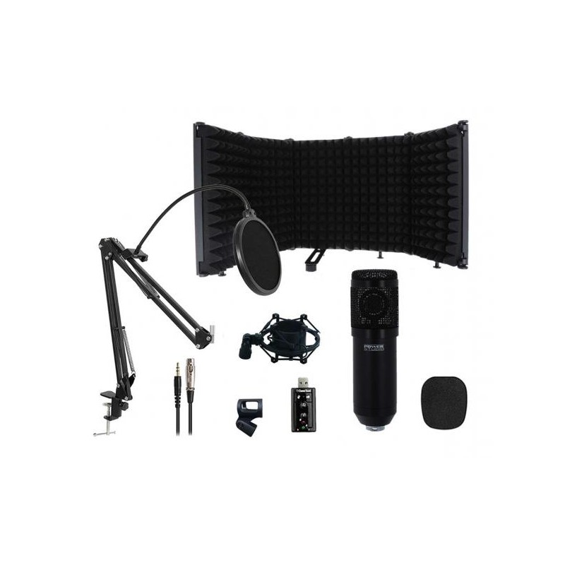 Pack micro + filtre anti-pop et accessoires POWER STUDIO