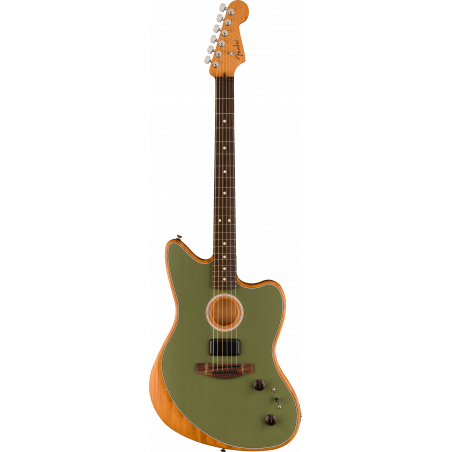 Fender Guitare Electrique Acoustasonic Player Jazzmaster Antique Olive - Macca Music