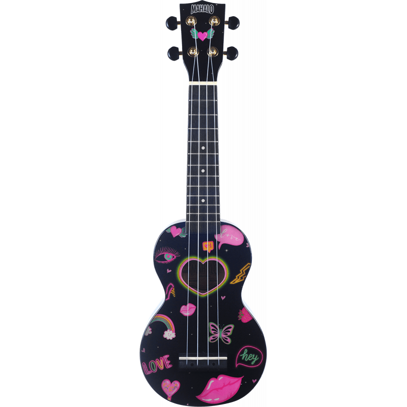 Ukulele Soprano + housse MAHALO Coeurs et Fleurs - Macca Music