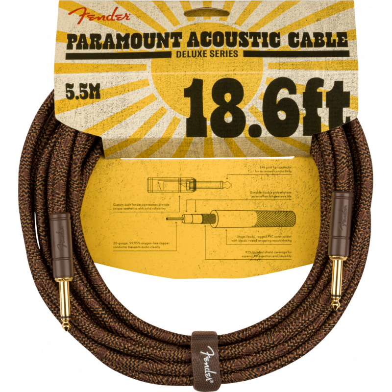 FENDER CABLE FENDER PARAMOUNT 18.6 ACOUSTIC INST CABLE BRN