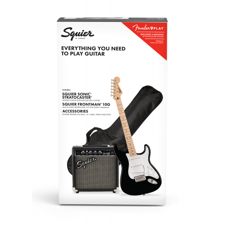 Pack Guitare Electrique Débutant SQUIER Sonic Stratocaster Black - Macca Music
