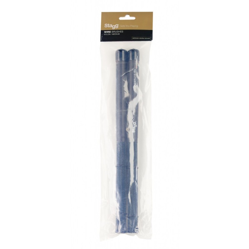 STAGG Balais Multibrins en Nylon, avec Revêtement du Manche en Caoutchouc Noir