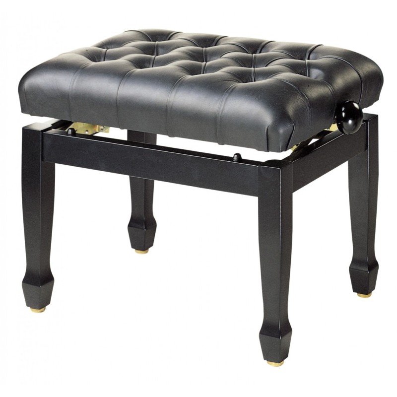 STAGG Banquette de Piano de Concert, Couleur Noir Brillant, Avec Pelote en Skaï Noir Anti-Feu - Macca Music -