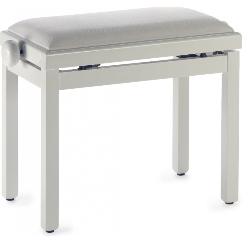 Banquette De Piano, Couleur Blanc Perle Brillant, Avec Pelote en Velours Blanc -Macca Music -