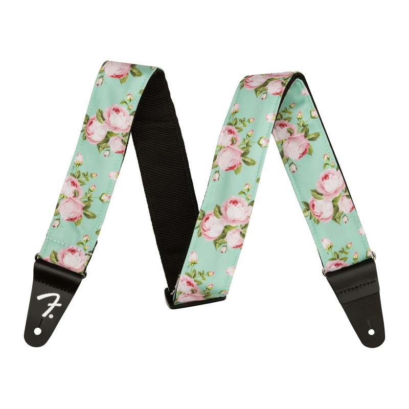 Sangle Pour Guitare Et Basse FENDER Floral Straps Surf Green - Macca Music