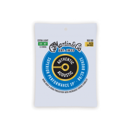 Jeu De Corde Pour Guitare Acoustique 12 Cordes MARTIN MA180 - Macca Music