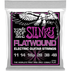 Cordes Pour Guitare Electrique Filet Plat ERNIE BALL 2590 Power Slinky Flatwound - Macca Music