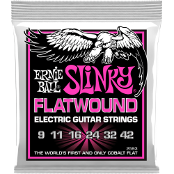 Cordes Guitare Electrique Filet Plat  ERNIE BALL 2593 Super Slinky Flatwound 9-42 - Macca Music