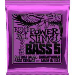 Cordes Pour Basse 5 Cordes ERNIE BALL 2821 Power Slinky 50-135 - Macca Music