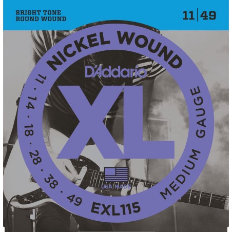 Cordes Pour Guitare Electrique D'ADDARIO EXL115 11-49 - Macca Music