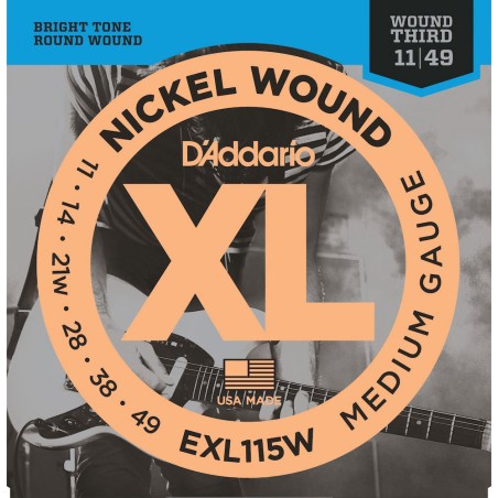 Cordes Pour Guitare Electrique D'ADDARIO EXL115W 11-49 - Macca Music