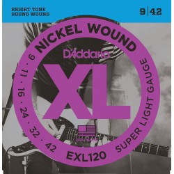 Cordes Pour Guitare Electrique D'ADDARIO XL120 9-42 - Macca Music