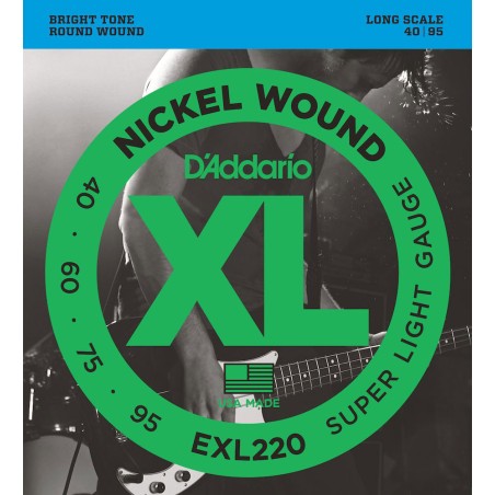 Cordes Pour Basse Electrique D'ADDARIO EXL220 40-95 - Macca Music