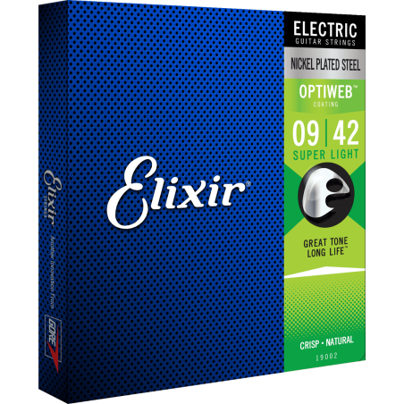 Cordes pour Guitare Electrique ELIXIR 19002 Optiweb 9-42 - Macca Music
