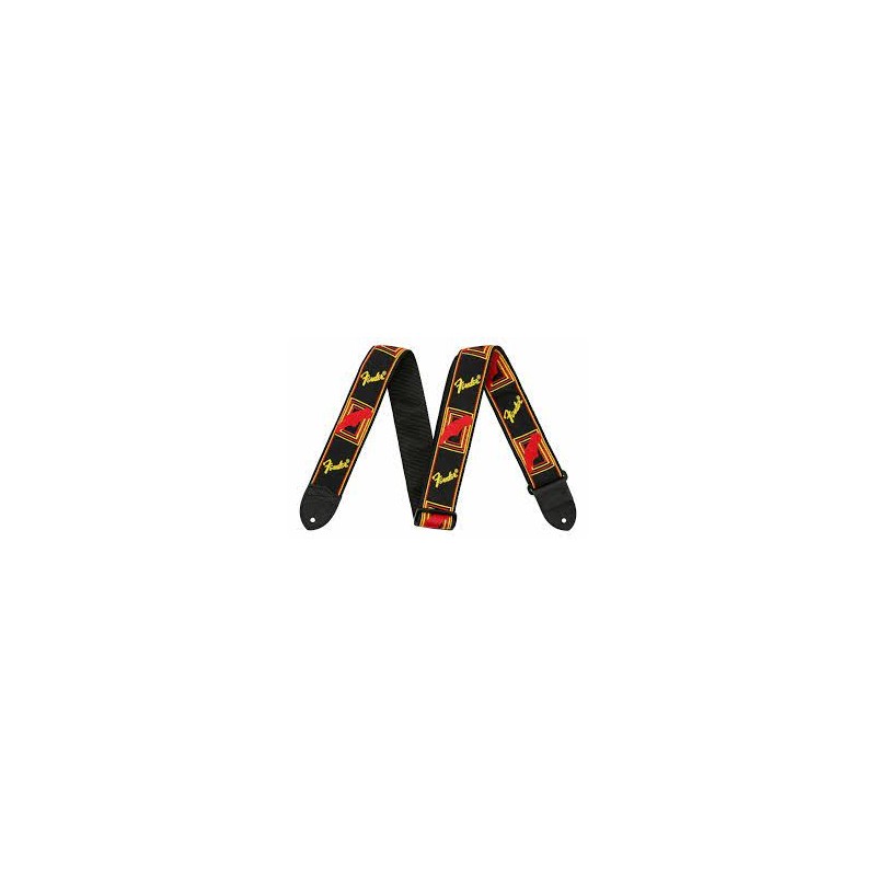Sangle Pour Guitare Et Basse FENDER Black Red And Yellow Strap - Macca Music