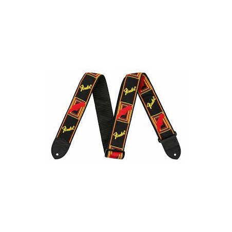 Sangle Pour Guitare Et Basse FENDER Black Red And Yellow Strap - Macca Music