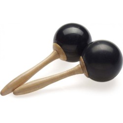 PAIRE DE MARACAS TRADITIONNELLES EN FIBRE, NOIRES