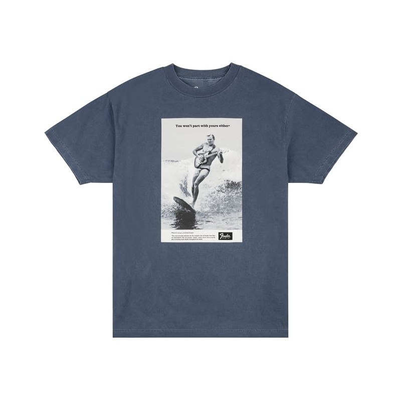 Fender T-Shirt Vintage Ad Surfer Ocean - Macca Music -